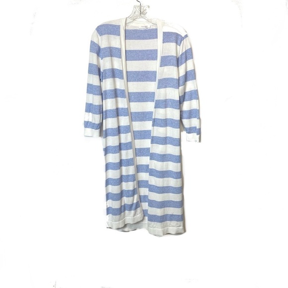 Talbots Blue Striped Sweater Cardigan Duster MP - Picture 2 of 12